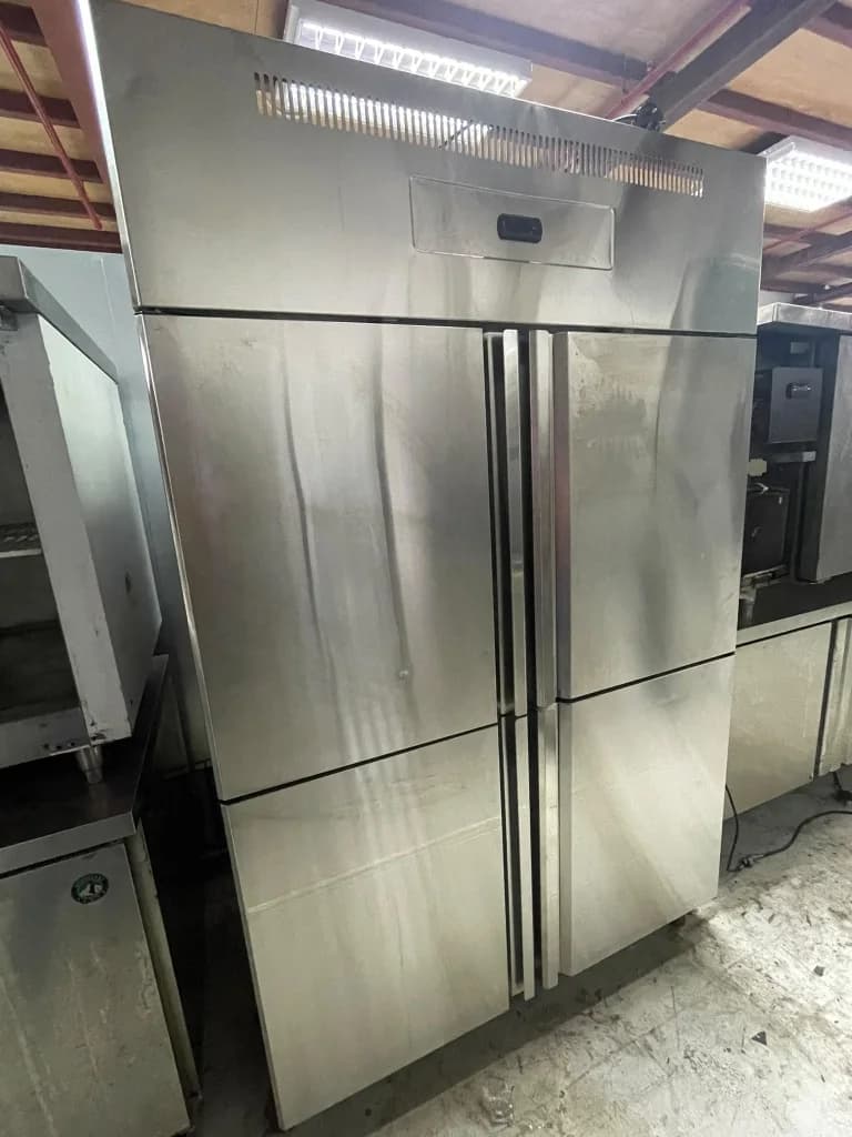 Used commercial 4-door stainless steel upright reach-in chiller refrigerator warehouse Tuas Singapore